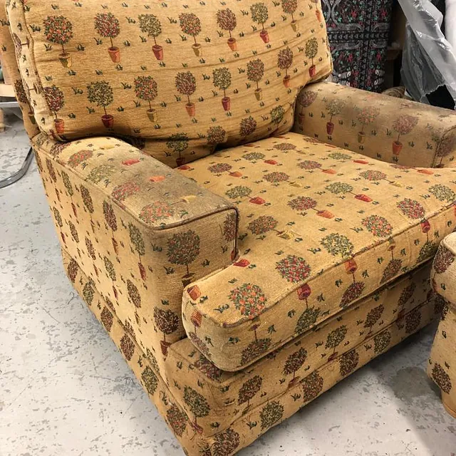 Chair Before re-upholstery in essex
